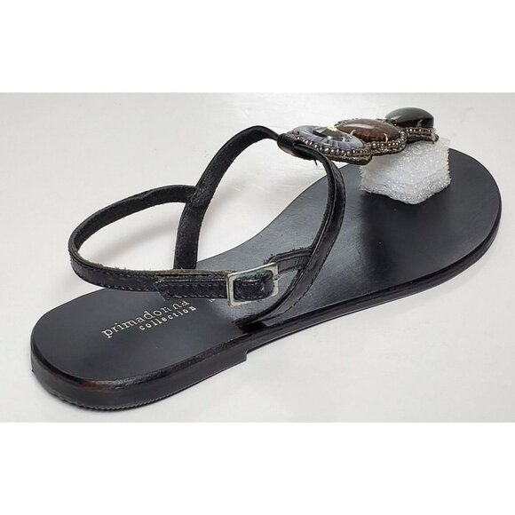 PRIMADONNA COLLECTION WOMEN SANDALS SIZE EURO 38 NEW IN BOX BLACK W/ BEADS 99010 - Picture 7 of 12